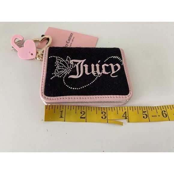 Juicy Couture Wing It Card Case Key Fob Wallet Liquorice Pink Diamond Butterfly - Picture 11 of 12